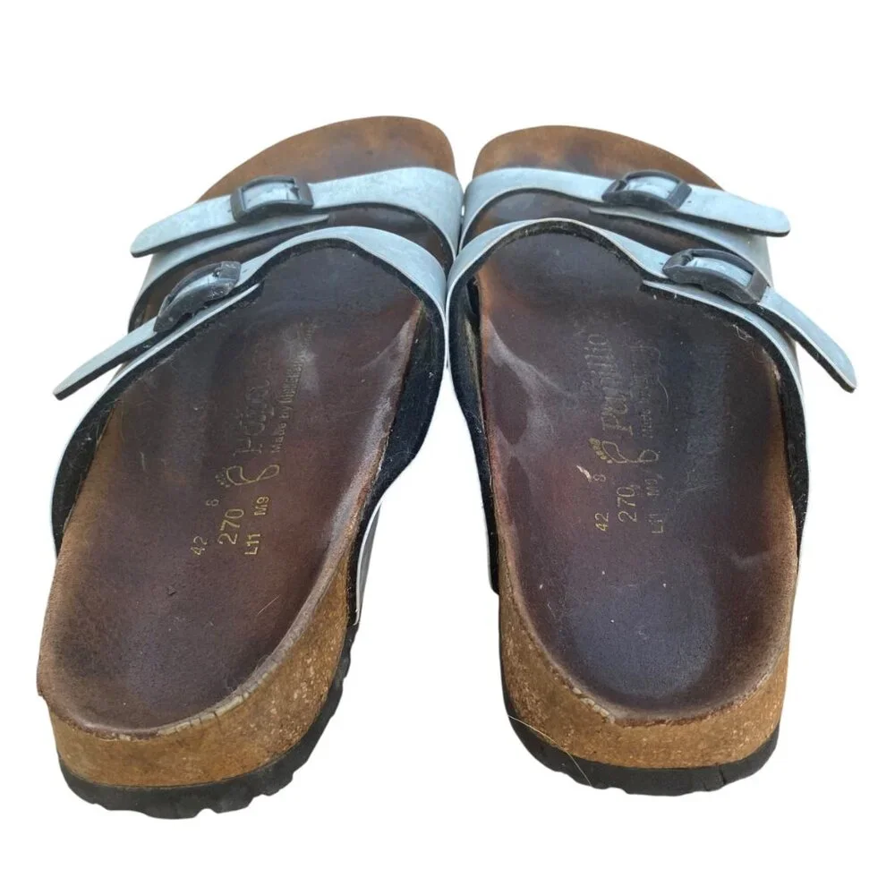 Birkenstock Papillio‎ Sydney Silver Metallic Sandal Double Strap Women EU42/US11